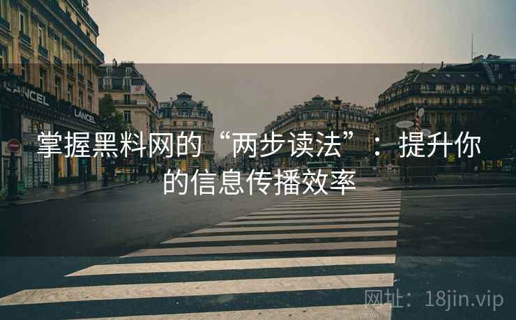 掌握黑料网的“两步读法”:提升你的信息传播效率 掌握黑料网的“两步读法”:提升你的信息传播效率